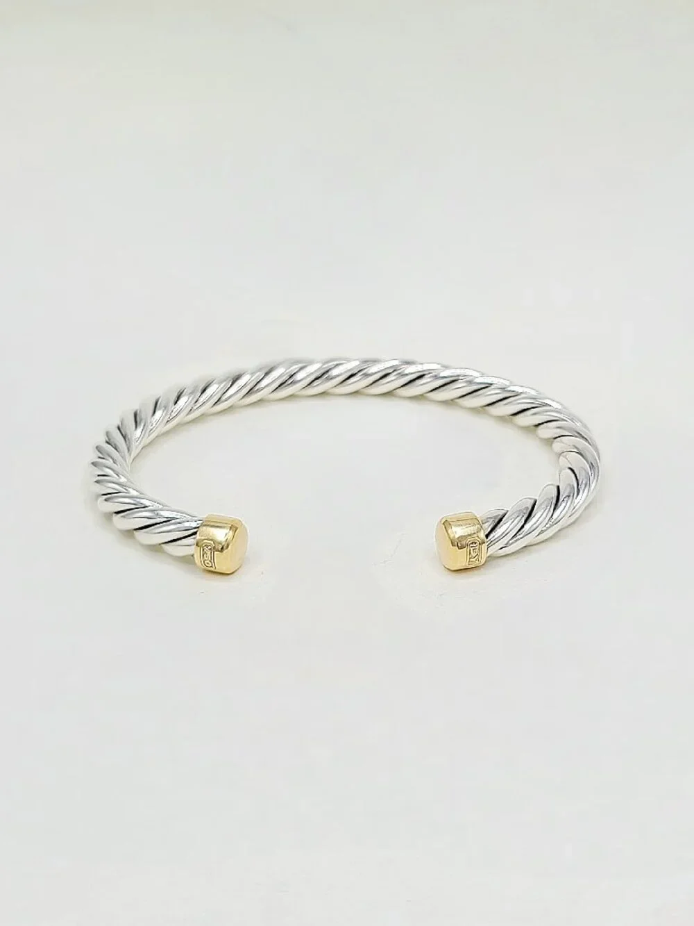 David Yurman Cable Cuff Bracelet w/ Sterling Silver & 18K Yellow Gold - Medium